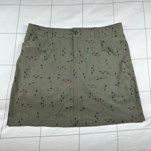 Eddie Bauer Skort Womens 12 Green Adventurer 2.0 Arrow Print Stretch Active Hike - Picture 1 of 8